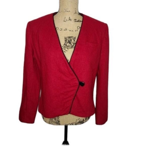 Vintage 90s Jordache Red Wool Jacket Blazer - Picture 1 of 15